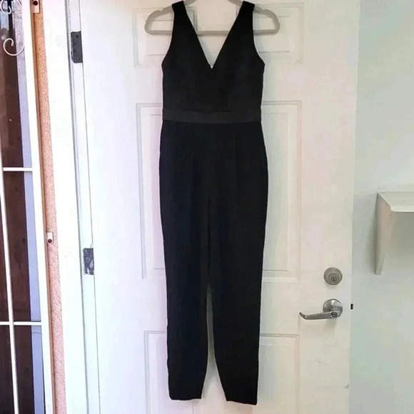 Ted Baker Black V-Neck Jumpsuit Size 1 Sparkle Ossia Pant Trim Strappy - Picture 2 of 12